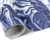 Papier Cadeau Chine bleu et blanc Découpage (Coin rond)