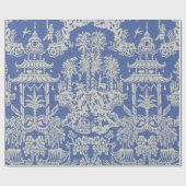 Papier Cadeau Chine bleu et blanc Découpage (Plat)