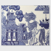 Papier Cadeau Chine bleu et blanc Découpage (Plat)