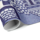 Papier Cadeau Chine bleu et blanc Découpage (Coin rond)