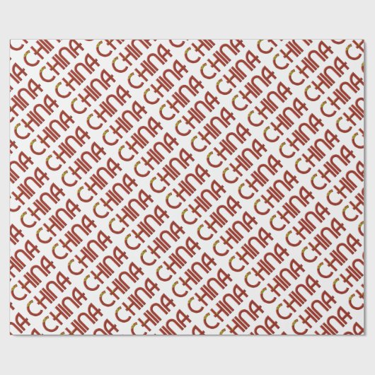 Papier Cadeau Chine Drapeau chinois Typographie (Plat)