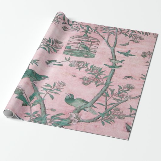 Papier Cadeau Chine rose Découpage chinois (Déroulé)