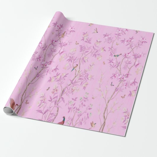 Papier Cadeau Chine rose Découpage chinois (Déroulé)
