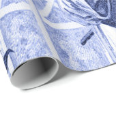 Papier Cadeau Chinois bleu et blanc (Coin rond)