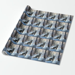 Papier Cadeau Chinois Crested Laisser Il Neige Noël