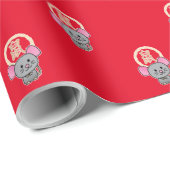 Papier Cadeau Chinois lunaire de souris rat de Nouvel An argent (Coin rond)