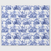 Papier Cadeau Chinoiserie bleu Toile (Plat)