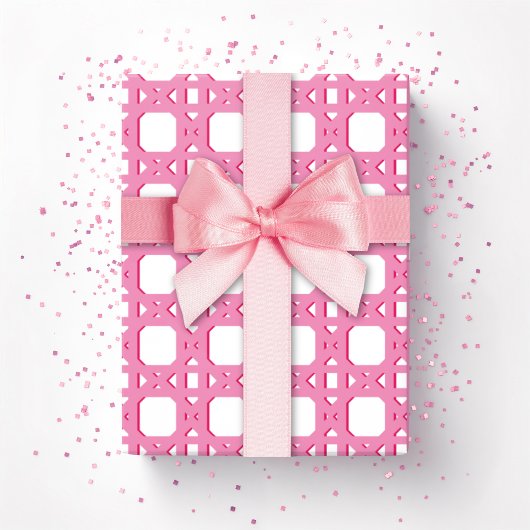 Papier Cadeau Chinoiserie Cane Trellis in Pink