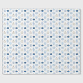 Papier Cadeau Chinoiserie Chic Bleu Blancs Citrouilles Chinois J (Plat)