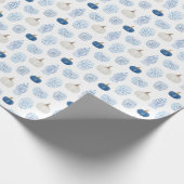 Papier Cadeau Chinoiserie Chic Bleu Blancs Citrouilles Chinois J (Coin)