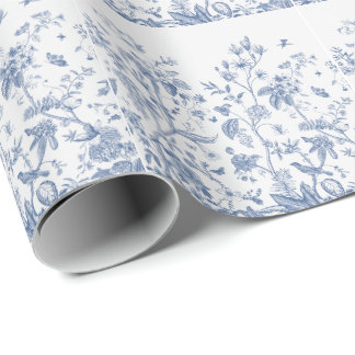 Papier Cadeau Chinoiserie classique bleue et blanche