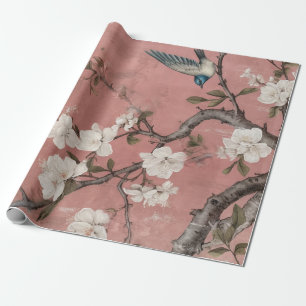 Papier Cadeau Chinoiserie Dusty Arrière - plan rose cerise en fl
