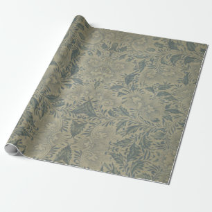 PAPIER CADEAU CHINOISERIE FLEURIE GRIS ÉLÉGANT DE STYLE VINTAGE