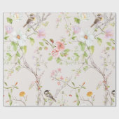 Papier Cadeau Chinoiserie florale rose (Plat)