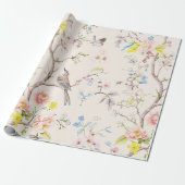 Papier Cadeau Chinoiserie florale rose (Déroulé)