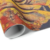 Papier Cadeau Chinoiserie italienne médiévale Découpage bleu rou (Coin rond)