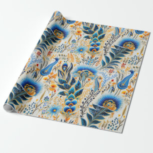 Papier Cadeau Chinoiserie Oiseaux Exotiques Motif Botanique (9)