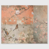 Papier Cadeau Chinoiserie Orange Sherbet Collage (Plat)