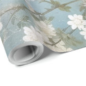 Papier Cadeau Chinoiserie Panneaux Bleus Vieillés (Coin rond)