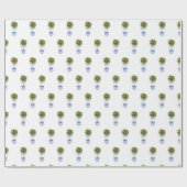 Papier Cadeau Chinoiserie Poterie Orange Topiaire Arbre bleu Cad (Plat)