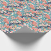 Papier Cadeau Chinoiserie Turquoise Floral Egret (Coin)