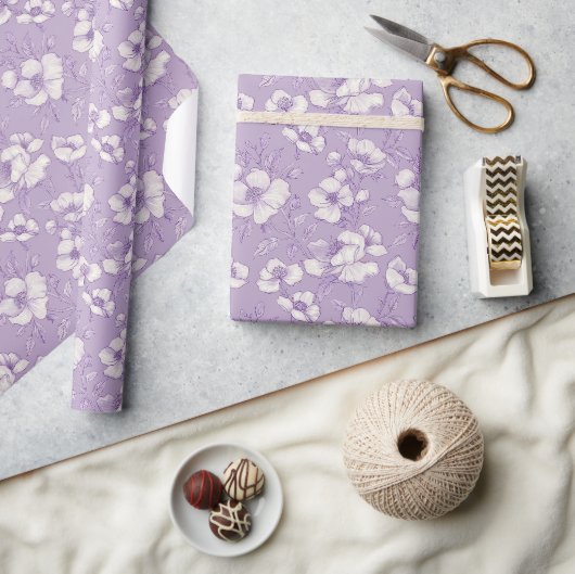 Papier Cadeau Chinoiserie Violet Clair (Artisanat)