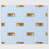 Papier Cadeau Chiot Beagle couché (Plat)