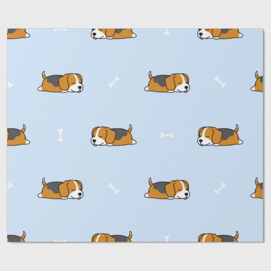 Papier Cadeau Chiot Beagle couché (Plat)