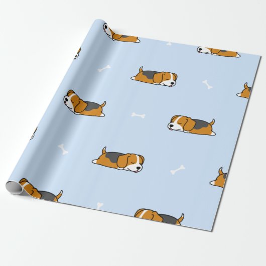 Papier Cadeau Chiot Beagle couché (Déroulé)