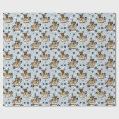 Papier Cadeau Chiot berger allemand en Empreinte de patte panier (Plat)