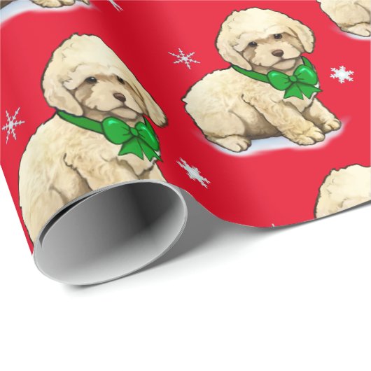 Papier Cadeau Chiot de caniche dans une boîte de Noël (Coin rond)