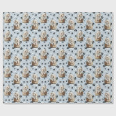 Papier Cadeau Chiot de caniche mignon dans Empreinte de patte de (Plat)
