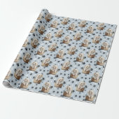 Papier Cadeau Chiot de caniche mignon dans Empreinte de patte de (Déroulé)