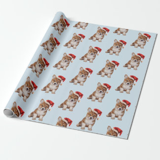 Papier Cadeau Chiot de corgi de Gallois dans le casquette rouge