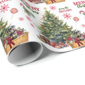 Papier Cadeau Chiot de Doberman Pinscher sous l'arbre (Coin rond)