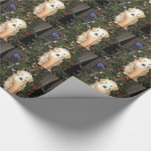 Papier Cadeau Chiot de GoldenDoodle avec l'arbre de Noël (Coin)