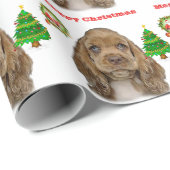 Papier Cadeau Chiot de Noël Animaux (Coin rond)