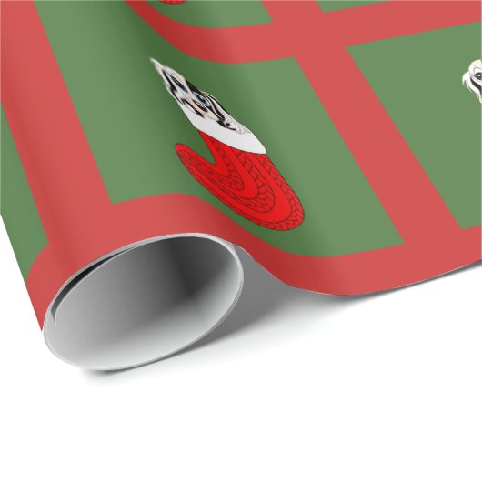 Papier Cadeau Chiot et chaussette (Coin rond)