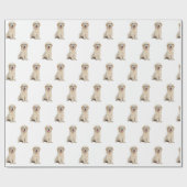 Papier Cadeau Chiot Golden Retriever avec lunettes (Plat)