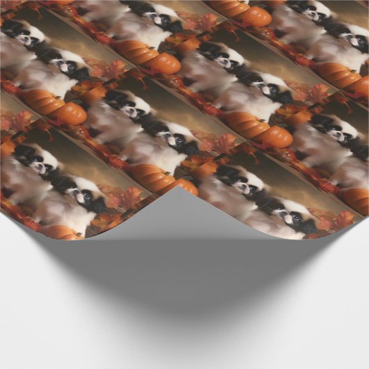 Papier Cadeau Chiot japonais Chiot Automne Citrouille délice (Coin)