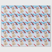 Papier Cadeau Chiot jaune de Labrador de Noël (Plat)