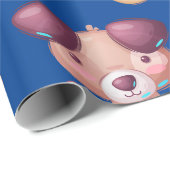 Papier Cadeau Chiot mignon avec os (Coin rond)