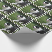 Papier Cadeau Chiot mignon de border collie (Coin)