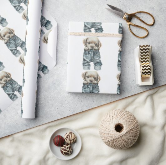 Papier Cadeau Chiot mignon en Jeans Art (Artisanat)