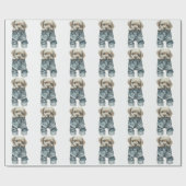 Papier Cadeau Chiot mignon en Jeans Art (Plat)