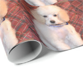 Papier Cadeau Chiot pelucheux blanc de caniche de jouet (Coin rond)