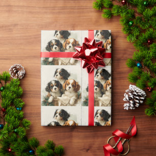 Papier Cadeau Chiots Cavalier King Charles Noël