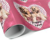 Papier Cadeau Chiots Cocker Spaniel Saint-Valentin (Coin rond)