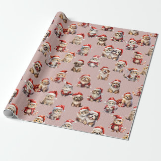 Papier Cadeau Chiots et cerfs-volants dans leur chapeau de Père