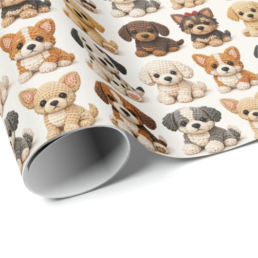 Papier Cadeau Chiots Mignons (Coin rond)